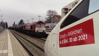 Zugverkehr in Memmingen Br 218 Dosto IC Br 266 Kesselwagen Br 294 Br 612 Br 642 Br 650 [upl. by Enirehtacyram]