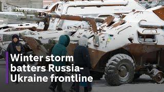 Ukraine Russia war Snowstorm and hurricane winds cause havoc across key battlegrounds [upl. by Bik]