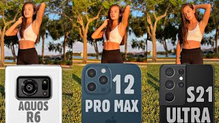 Sharp Aquos R6 vs iPhone 12 Pro Max vs Samsung Galaxy S21 Ultra Camera Test [upl. by Trisha105]