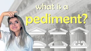 What is a pediment Definition of a PEDIMENT seen in architecture and pediment components [upl. by Ahseenal]