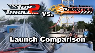 Top Thrill Dragster vs Top Thrill 2  Launch comparison [upl. by Tabor121]