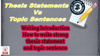 Thesis Statement and Topic Sentence [upl. by Annyl]