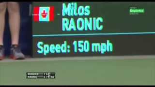 Milos Raonic serve 4 ace vs Roddick  ace a 150 mph [upl. by Aivax]