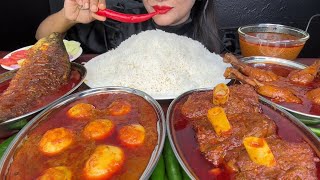 ASMR EATING SPICY MUTTON CURRYEGG CURRYFISH CURRYCHICKEN CURRY FOOD VIDEOS [upl. by Cornelia]