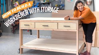 DIY Workbench with Drawers and Shelves  How To Make [upl. by Maddeu]