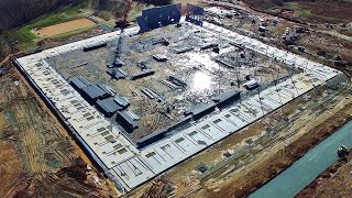 Aerial View of 260000 Sq Ft Spec Building Construction at Rock Creek Center  Whitsett NC [upl. by Tirma]