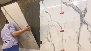 Installation of large porcelain tiles —How to install porcelain tiles on kitchen wall [upl. by Palma]