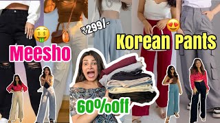 MEESHO KOREAN INSPIRED PANTS HAUL🔥 Meesho high waist jeans trousers cargos haulIncredible Isha12 [upl. by Tanny]