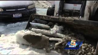 Cars frozen in place from water main break [upl. by Rehpotsirahc]