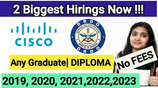 Cisco Hiring Any Graduate DRDO hiring any Graduate or Diploma No Application Fees job updates [upl. by Esirtal]