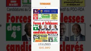 TITROLOGIE DE LACTUALITÉ IVOIRIENNE DU  17112023 [upl. by Dalohcin32]