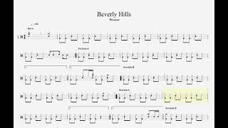 Weezer Beverly Hills drum tab score sheet music [upl. by Atlee]