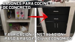 COMO HACER PUERTAS Y CAJONES DE MADERA PARA COCINA DE CONCRETO PASO A PASO  INSTALACION Y FABRICAC [upl. by Jackqueline185]