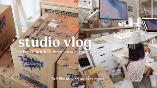 STUDIO VLOG ✿ 168 kg of boxes from NZ finally arrived  unboxing organizing studio reveal amp tour [upl. by Drus]