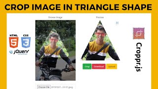 How to crop picture in triangle shape using jQuery  How to use cropper js in JavaScript [upl. by Nevada]