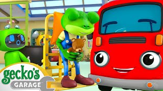 Sleepy Geckos Firetruck Fix  Gecko the Mechanic  Vehicle Repair Cartoons  Buses Trucks and Cars [upl. by Anev]