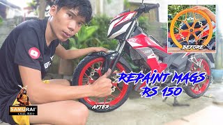 BUDGET MEAL MAGS REPAINT FOR HONDA RS150 SAMURAI PAINT   MOTOSPYN [upl. by Malvin]