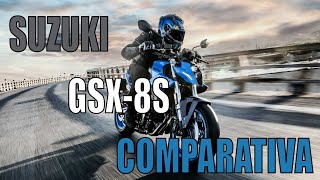 SUZUKI GSX 8S VS GSX S750 VS YAMAHA MT 07 VS HONDA CB650R VS 800 NK COMPARATIVA DE FICHAS TECNICAS [upl. by Reece391]