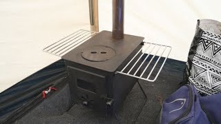 Wood burning stove in a tent [upl. by Lorenzana]