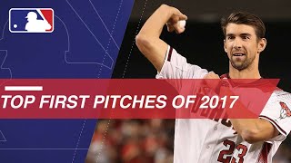 Check out the best ceremonial first pitches from sports stars celebrities and heroes in 2017 [upl. by Justen]