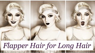 1920s Flapper Hair For Long Hair Tutorial [upl. by Eiramnerual]