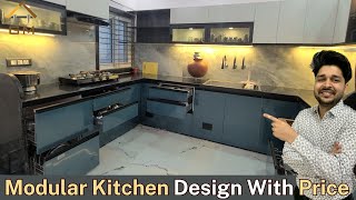 Modular Kitchen design with price 2024Simple Modular Kitchen in U shape Laminate Kitchen Design [upl. by Llenyaj184]