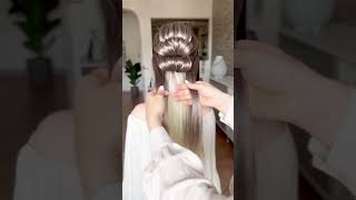 Bun hairstyle you might have never seen before shorts braids hairtutorial hair [upl. by Dusa]