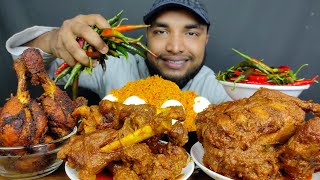 SPICY WHOLE CHICKEN CURRY SPICY MUTTON CURRY CHICKEN FRY LEG PIECE WITH FRIED RICE EATING SHOW [upl. by Mendy]