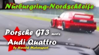 NürburgringNordschleife Porsche GT3 meets Audi Quattro by Herold Motorsport [upl. by Nonnahsed]