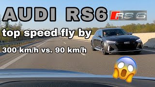 2021 AUDI RS6 top speed fly by on Autobahn 600hp [upl. by Munford]