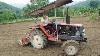 Plowing with kubota tractor  Farming with modern machinery and plasticcovered beds  Duong farm [upl. by Ahsinaj194]