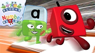 ​ Numberblocks amp officialalphablocks  Alphablocks and Numberblocks Meet  Blocks v Blocks Games [upl. by Suitangi]