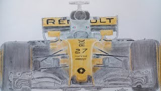 formule 1 renault 2017  dessiner une formule 1  dessin format A3 [upl. by Hilaire]