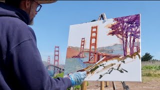 GOLDEN GATE BRIDGE plein air OIL PAINTING san francisco [upl. by Trant]