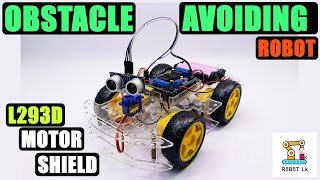 How To Make Arduino Obstacle Avoiding Robot using L293D Motor Shield  Robot Lk [upl. by Ahsenauj]