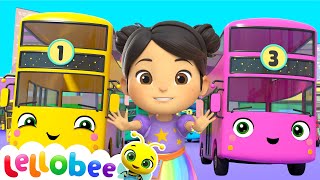 Ten Little Buses  Count to 10  Lellobee  Sing Along  Nursery Rhymes and Songs for Kids [upl. by Gibbons790]