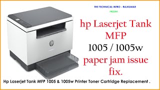 Hp LaserJet Tank MFP 1005w printer paper jam fix  Hp LJ Tank 1005w Toner Cartridge Replacement [upl. by Eirtemed]