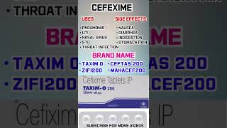 Cefexime  Antibiotic  uses of Cefexime  side effects of Cefexime  taxim o  wifi 200 [upl. by Pubilis]