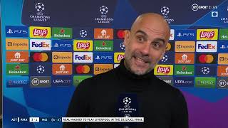 Stunned Pep Guardiola reacts to late Real Madrid comeback against Man City [upl. by Jeniffer929]