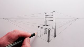 How to Draw a Chair using Two Point Perspective Narrated [upl. by Marylin]