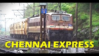 Rain Drenched ICF Chennai Express Cautiously Curves and Approaches Khandala Station [upl. by Eittak]