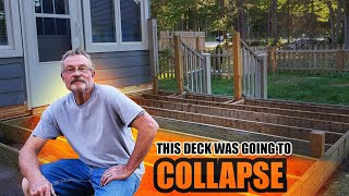 Rebuilding The Deck Frame Rotten Joist Replacement [upl. by Suilenrac]