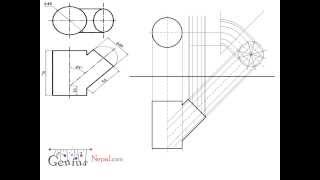 Engineering Drawing TutorialsIntersection of solids with front view and slide view T 105 [upl. by Ahsahtan]