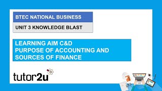 BTEC National Business Unit 3 Knowledge Blast  Purpose of Accounts Sources of Finance  25 Feb 2021 [upl. by Chilt740]