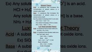 solvent luxfood concept theories acid base explanation example beautyofchemistry ytshorts [upl. by Ilario431]