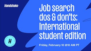 Job search dos amp donts international students edition  Campus to Career [upl. by Ahtnahc]