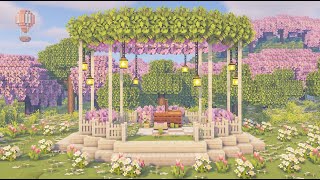 Minecraft  How to build a Cherry Blossom Gazebo With Picnic [upl. by Rakel]