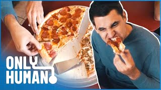 My LIFETHREATENING Pizza Addiction  Addicted to Pizza  Freaky Eaters US S1 E3  Only Human [upl. by Zzahc]