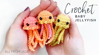 BEGINNER FRIENDLY  Crochet baby jellyfish tutorial NO SEWING REQUIRED step by step RIGHTHANDED [upl. by Picco]