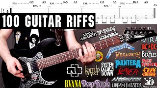 100 Guitar Riffs You Should Learn EASY to MASTER  With TABS [upl. by Nylarak]